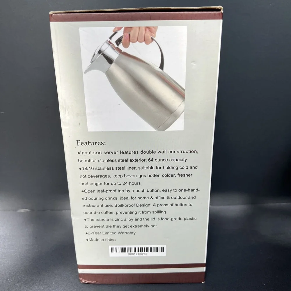Hiware stainless steel vacuum insulated thermal coffee carafe 64 oz NEW